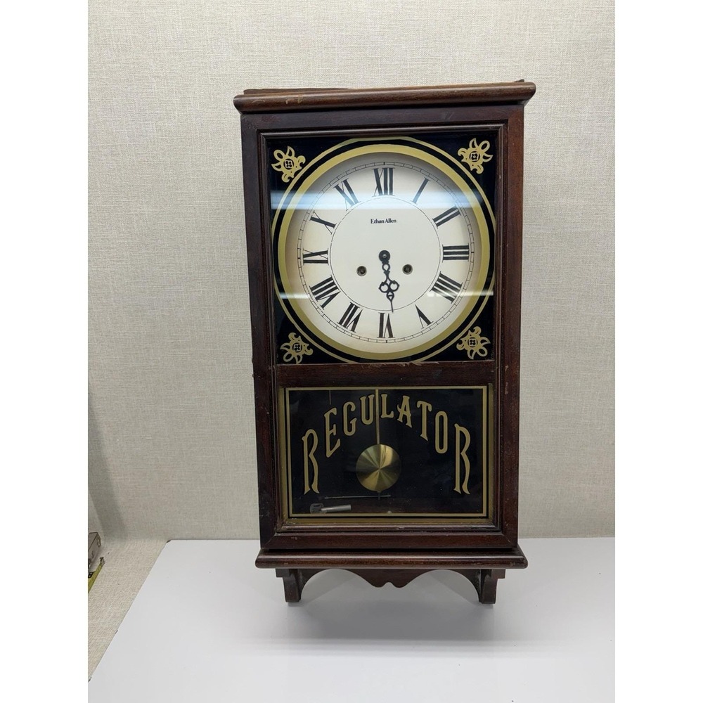 Ethan‎ Allen Regulator Wall Clock 28" German Movement WUERSCH Untested